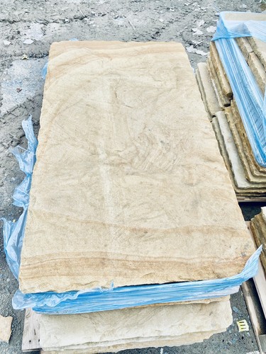 Sandstone paving flags worn - sandstone, flags,