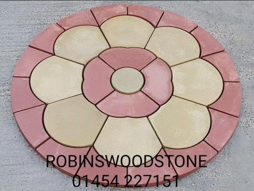 Precast rose patio paving - paving, set