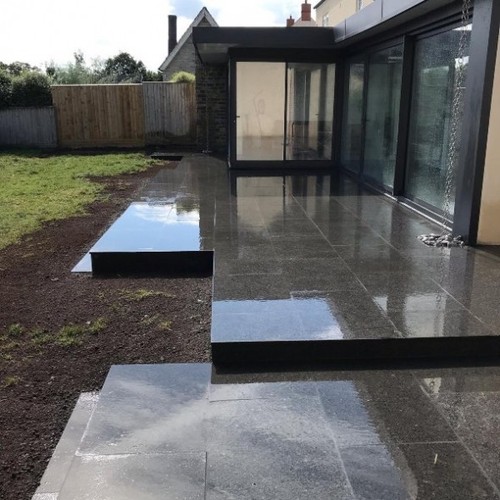 Ash black granite - black, flags